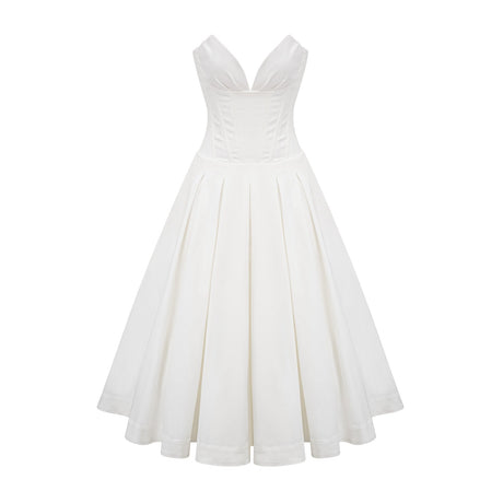 Katherine offshoulder corset midi dress in White
