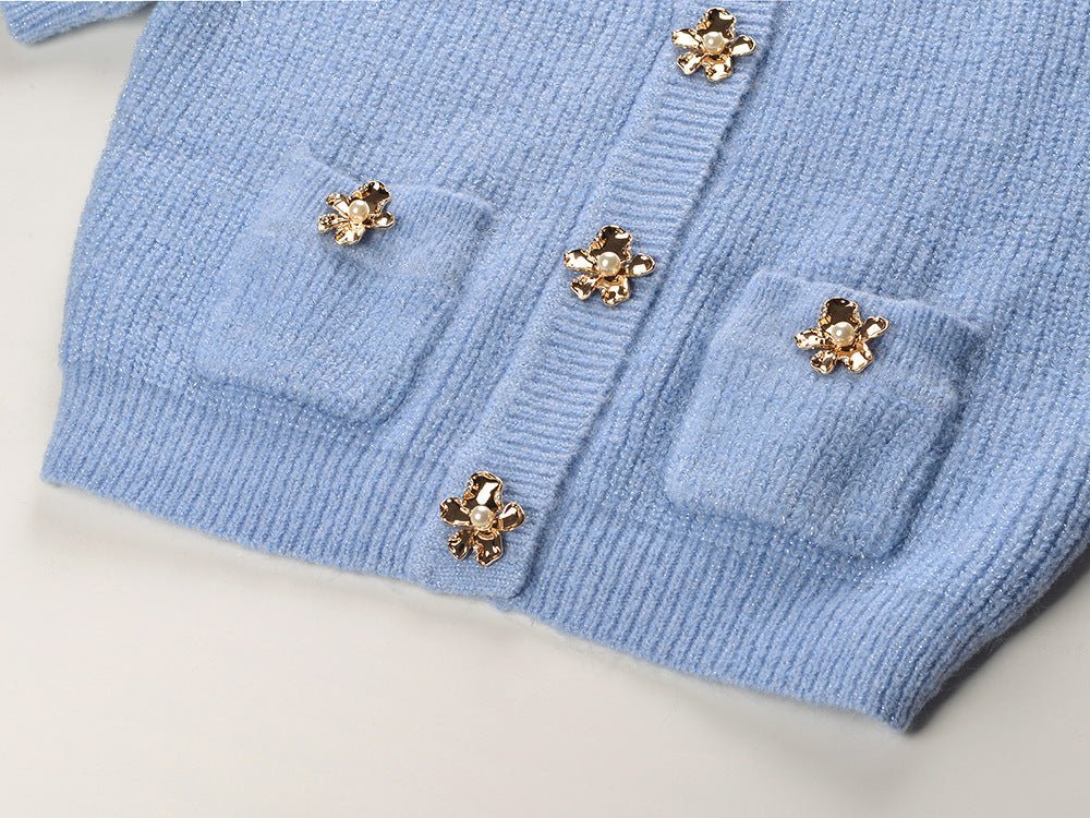 Kayla Cardigan & Skirt Set - Classic Two - Piece Design - Form - Fitting Silhouette - Textured Knit Fabric - Elegant Layered Look - Vintage - Inspired Style