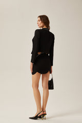 Kaylie Jacket & Skirt Black Crystal Embellished Set