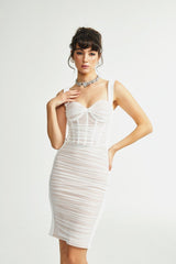 Kéfera white mesh mini dress