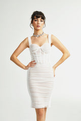 Kéfera white mesh mini dress