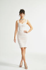 Kéfera white mesh mini dress
