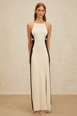 Kenzie Maxi Dress - Color Blocked Cut - Out Open Back High Slit