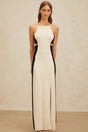 Kenzie Maxi Dress - Color Blocked Cut - Out Open Back High Slit