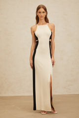 Kenzie Maxi Dress - Color Blocked Cut - Out Open Back High Slit