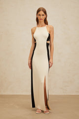 Kenzie Maxi Dress - Color Blocked Cut - Out Open Back High Slit