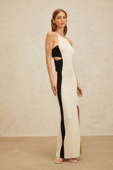Kenzie Maxi Dress - Color Blocked Cut - Out Open Back High Slit