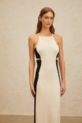 Kenzie Maxi Dress - Color Blocked Cut - Out Open Back High Slit