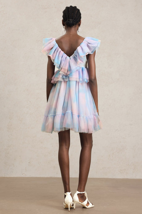 Kenzie Pink Ruffled Puff Sleeve Mini Dress