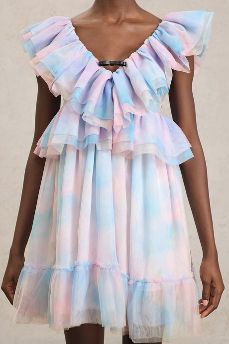 Kenzie Pink Ruffled Puff Sleeve Mini Dress