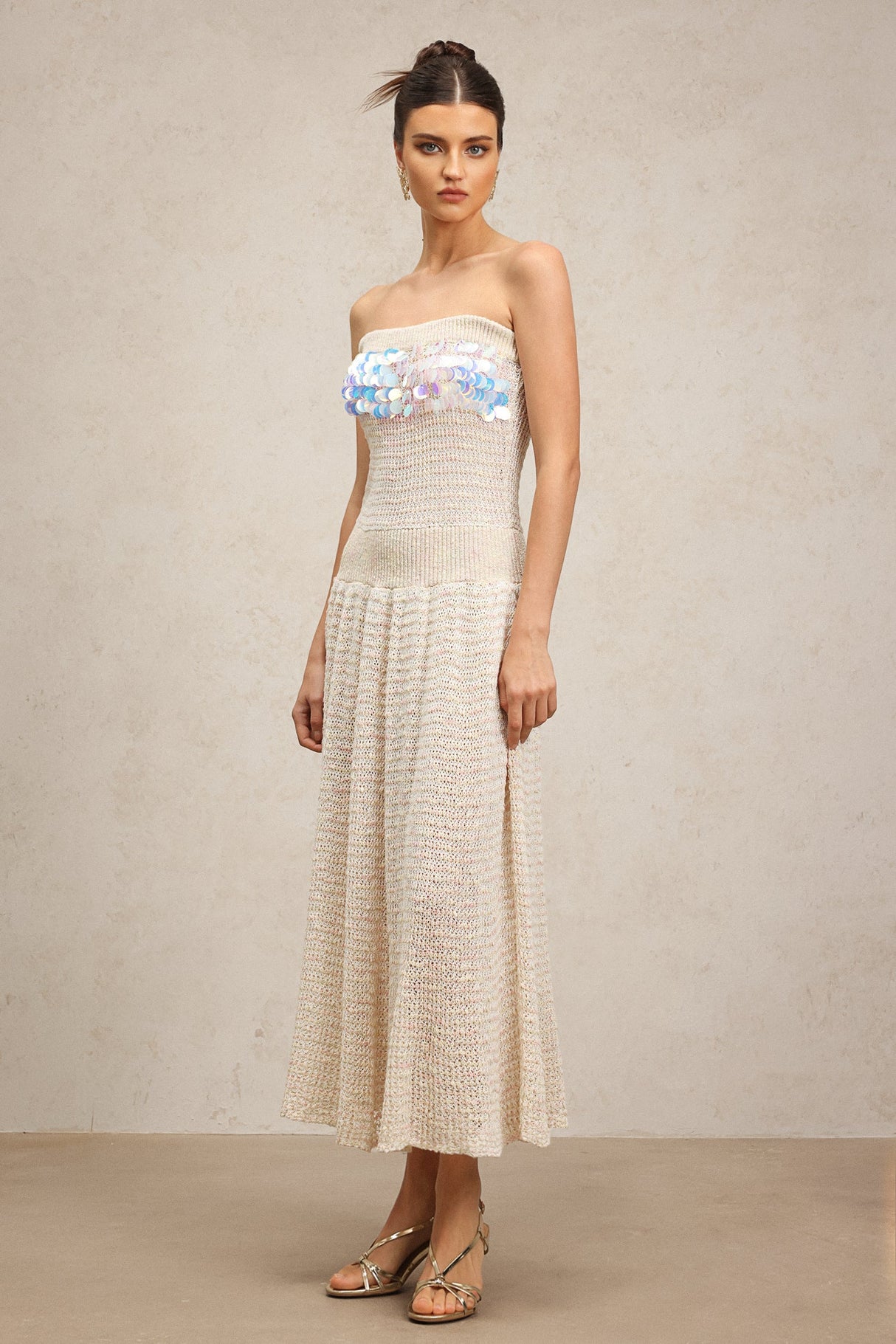 Kenzie White Sequin Maxi Dress for Women Elegant Sleeveless