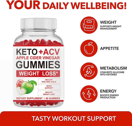 Keto + ACV Apple Cider Vinegar Gummies – 60 Gummies Supplement
