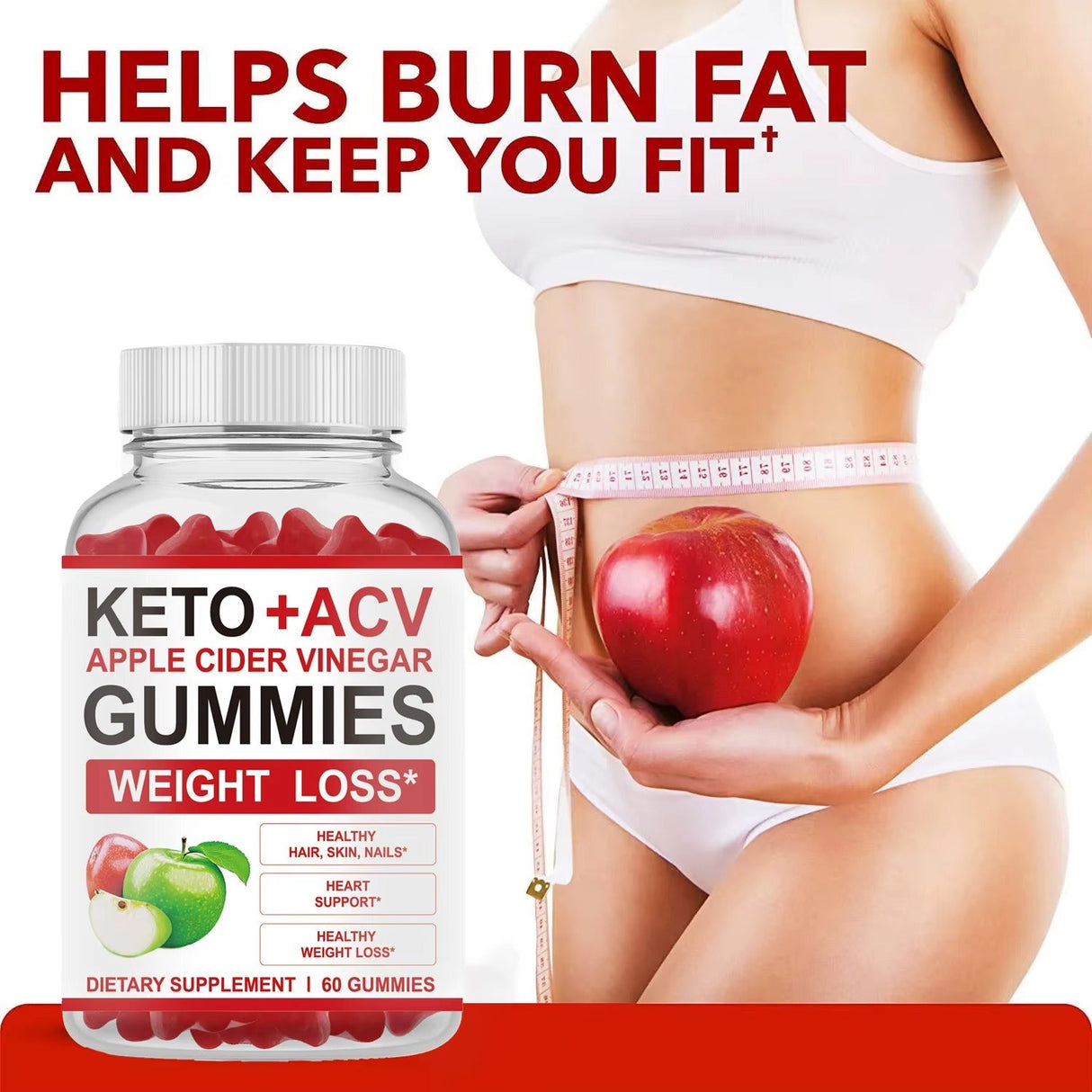 Keto + ACV Apple Cider Vinegar Gummies – 60 Gummies Supplement