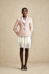 Khloe Blazer Pink Crystal Checked Tweed & Crystal Embellished