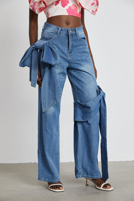 Khloe Jeans Wide Leg with Bow Detail