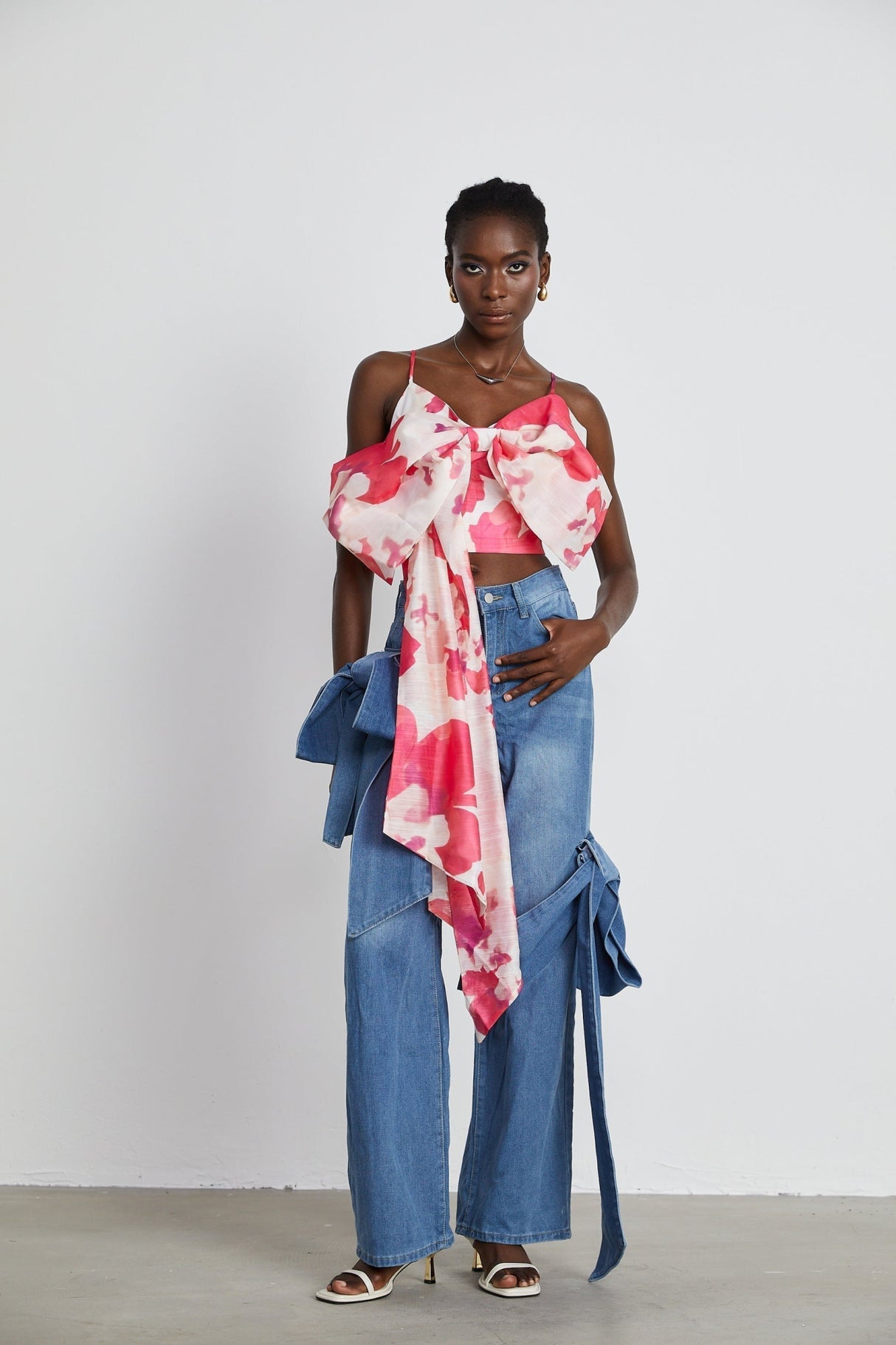Khloe Jeans Wide Leg with Bow Detail