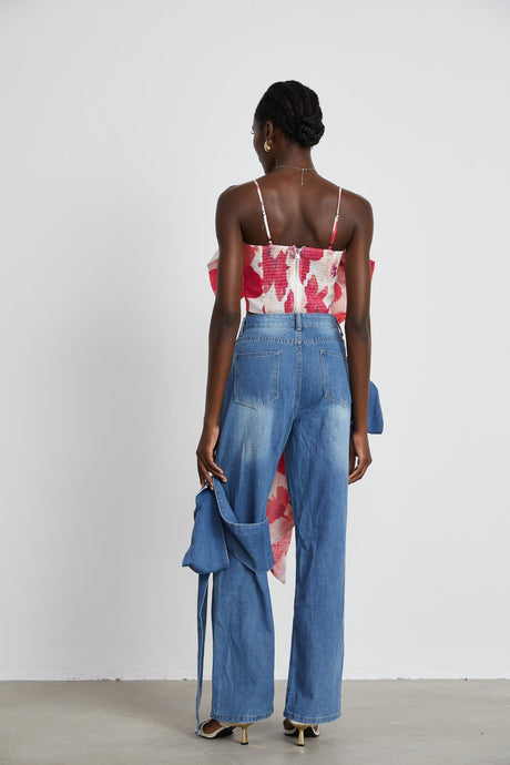Khloe Jeans Wide Leg with Bow Detail