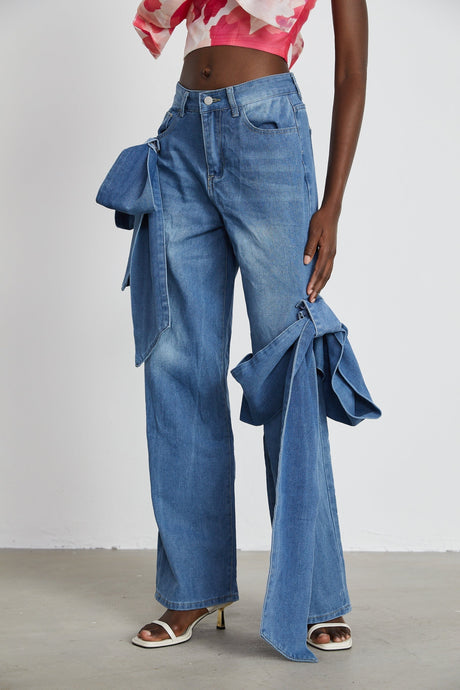 Khloe Jeans Wide Leg with Bow Detail