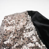 Kiara Maxi Dress - Asymmetric One - Sleeve Design with Attached Scarf & Sequin Embellishments