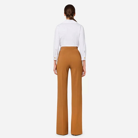Kiara Trousers - High - Waisted Flare - Structured Tailoring - Contoured Waistline - Chain Embellishment - Layered Waistband