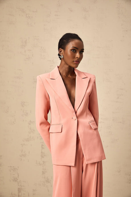 Kiera Blazer & Trousers Pink Embroidery Cut Out Set