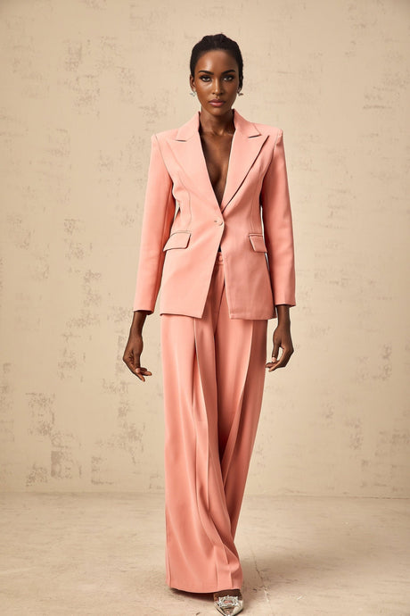 Kiera Blazer & Trousers Pink Embroidery Cut Out Set