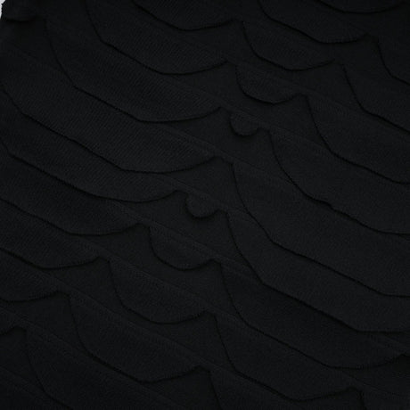 Kiera Midi Dress 3D Snake Pattern Godet Black & Flared