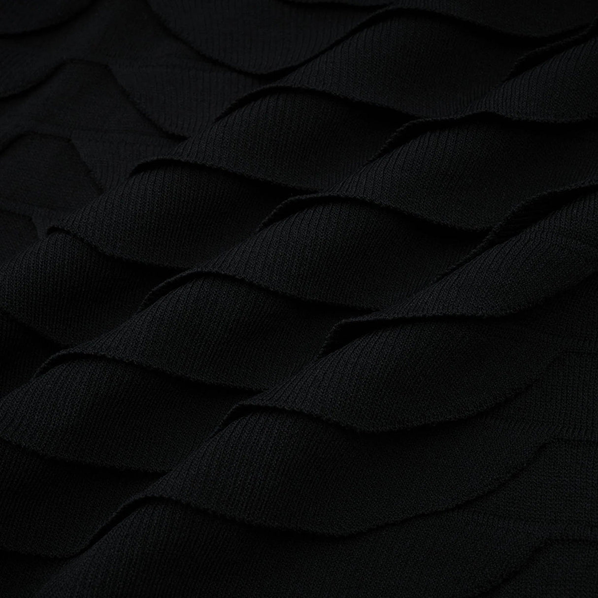 Kiera Midi Dress 3D Snake Pattern Godet Black & Flared
