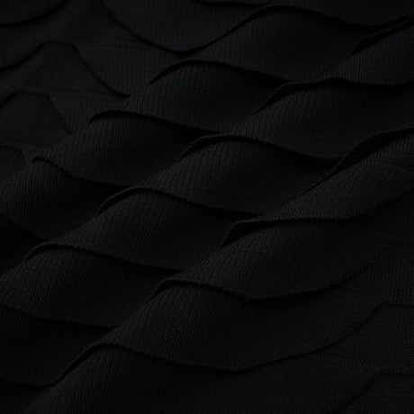 Kiera Midi Dress 3D Snake Pattern Godet Black & Flared