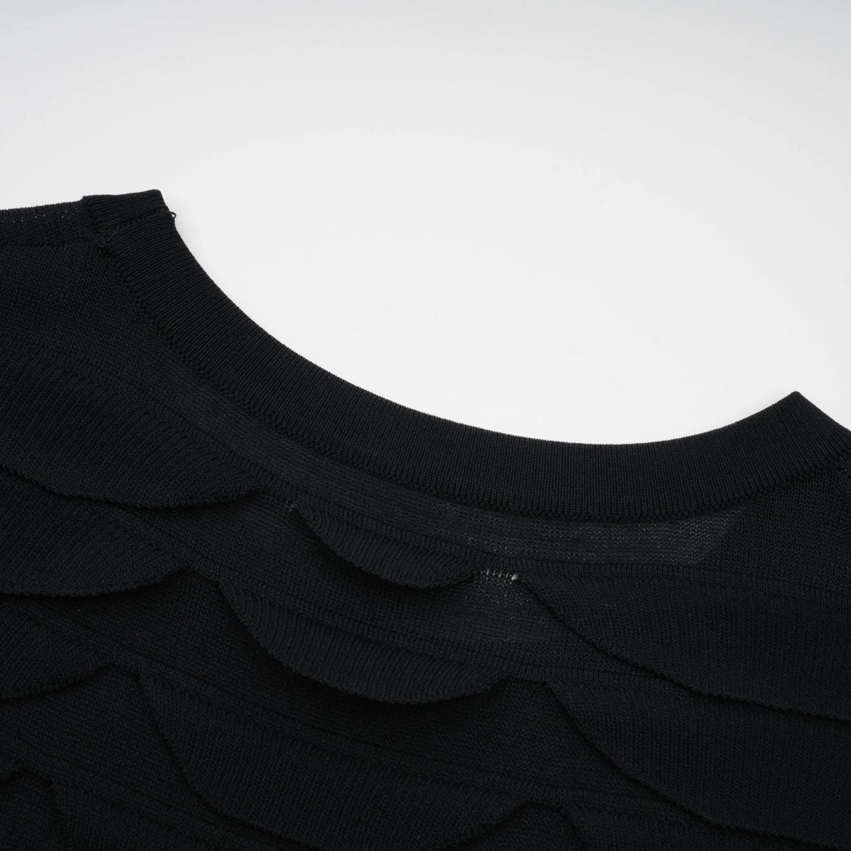 Kiera Midi Dress 3D Snake Pattern Godet Black & Flared