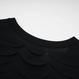 Kiera Midi Dress 3D Snake Pattern Godet Black & Flared
