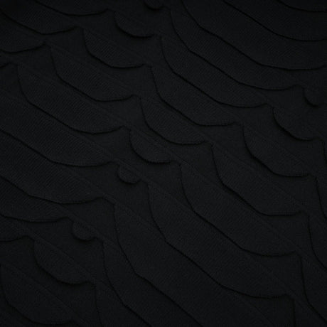 Kiera Midi Dress 3D Snake Pattern Godet Black & Flared