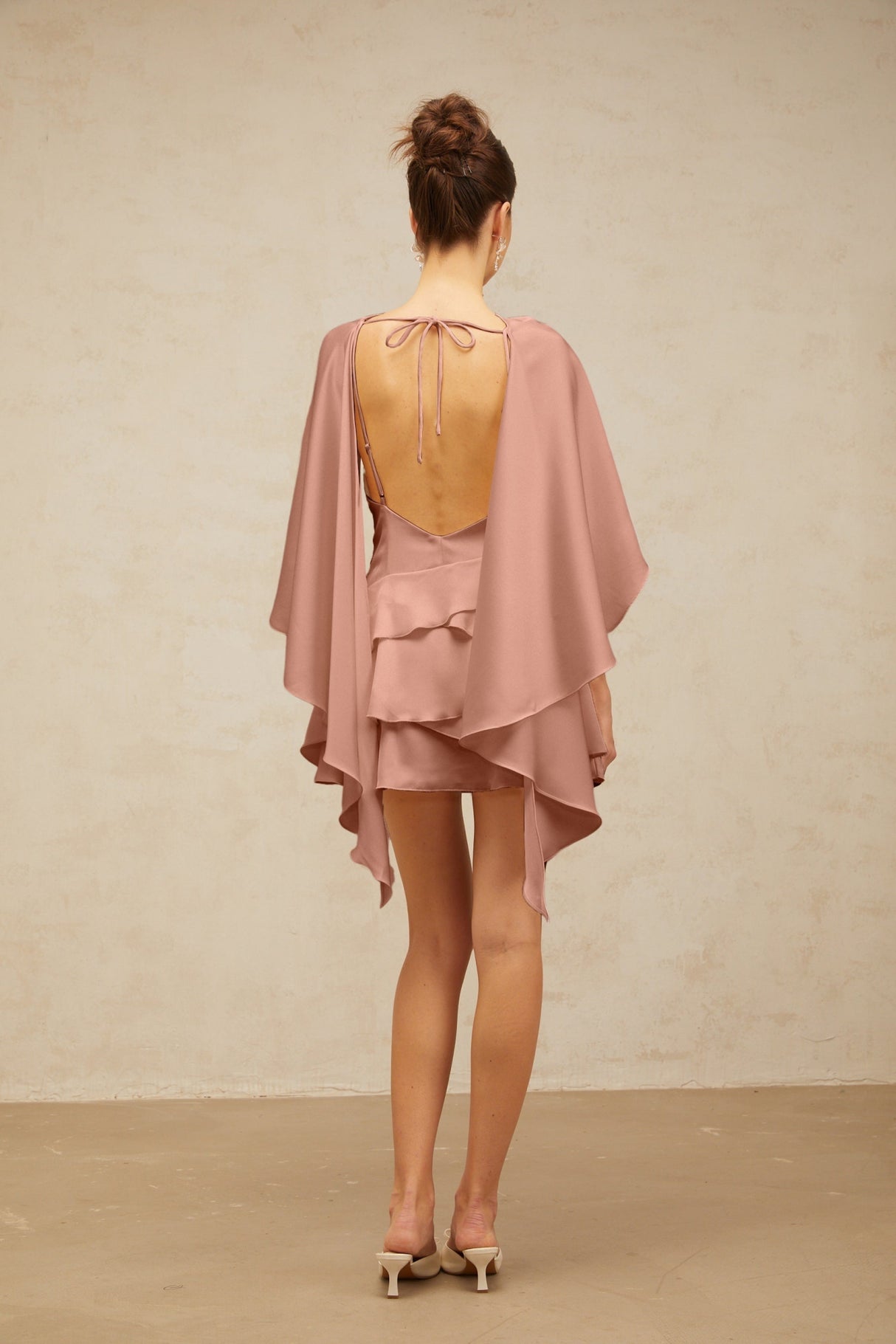 Kiera Mini Dress Pink Satin Ruffled Cocktail