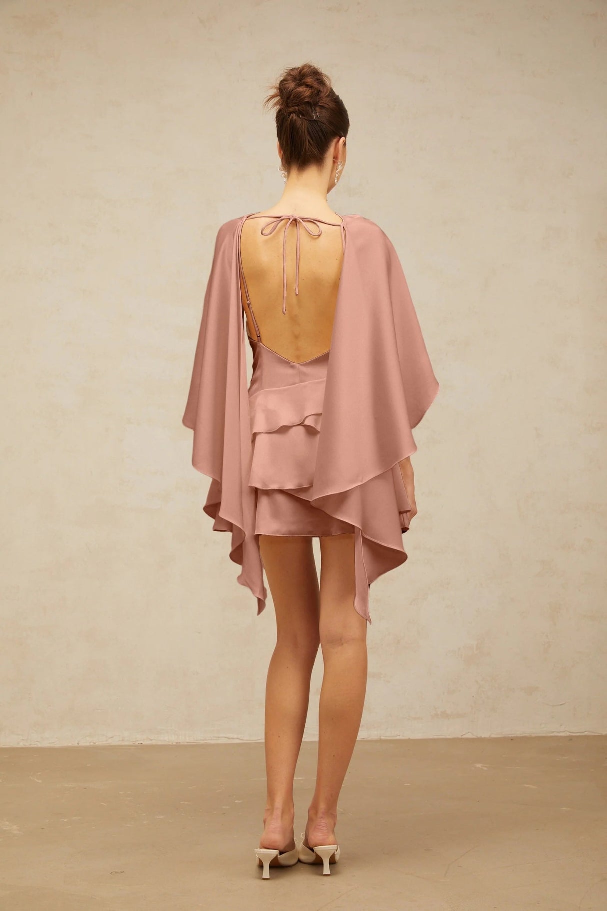 Kiera Mini Dress Pink Satin Ruffled Cocktail
