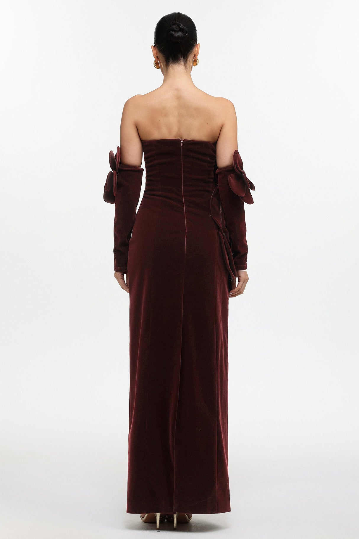 Kiera Red Floral Velvet Maxi Dress