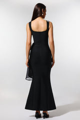Kimberly Black Pearl Detail Sweetheart Neckline Dress