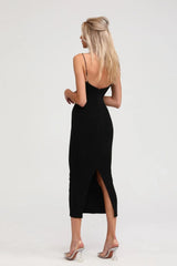 Kimberly Midi Dress Black Bustier Off - shoulder Design