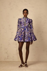Kimberly Mini Dress Purple Butterfly - Appliqu & Cut - Out