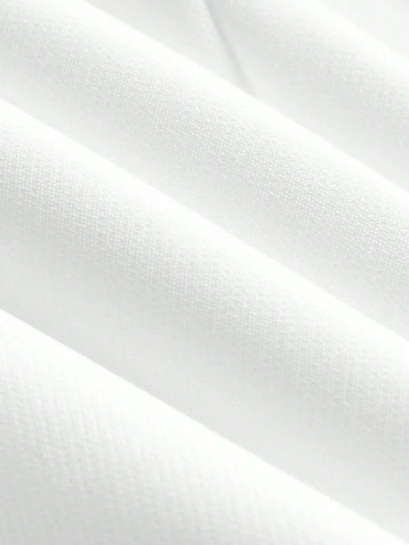 Soft and lightweight white fabric showcases a refined texture with a subtle sheen, perfect for a fresh, elegant dress. This.