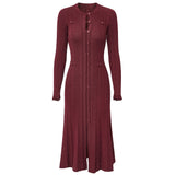Knit Dress – Cable Knit Texture – Button - Down Front – Tailored Silhouette