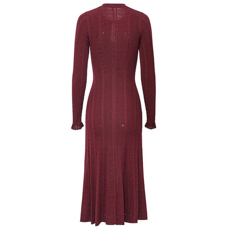 Knit Dress – Cable Knit Texture – Button - Down Front – Tailored Silhouette