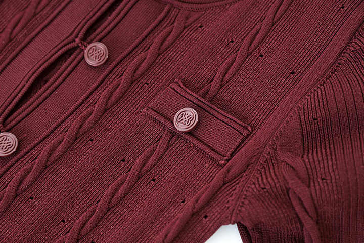 Knit Dress – Cable Knit Texture – Button - Down Front – Tailored Silhouette