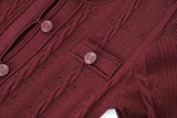 Knit Dress – Cable Knit Texture – Button - Down Front – Tailored Silhouette