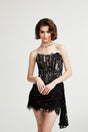 Kylitha black lace ribbon mini dress
