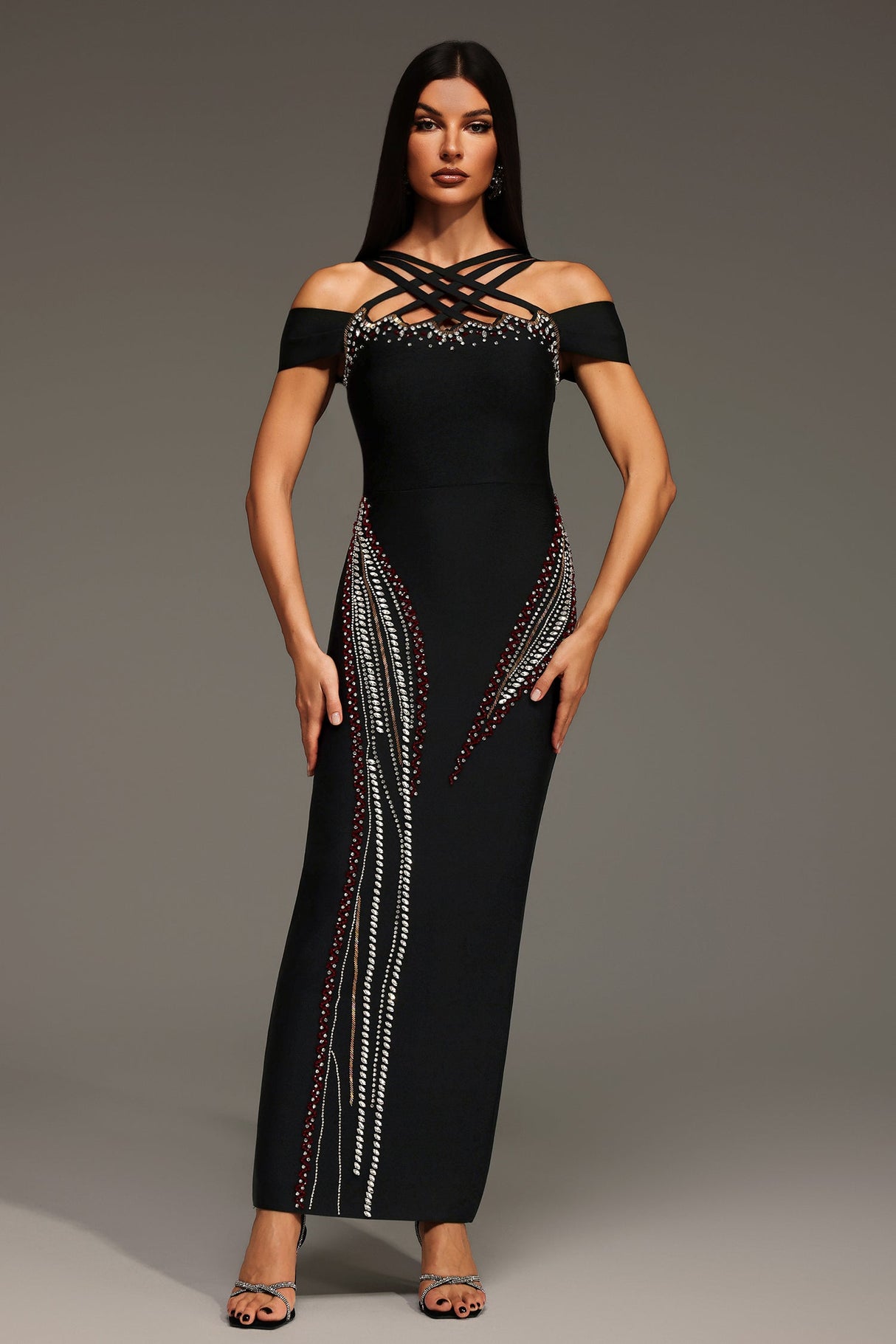 Lacey Black Diamond Hollow Out Sleeveless Dress