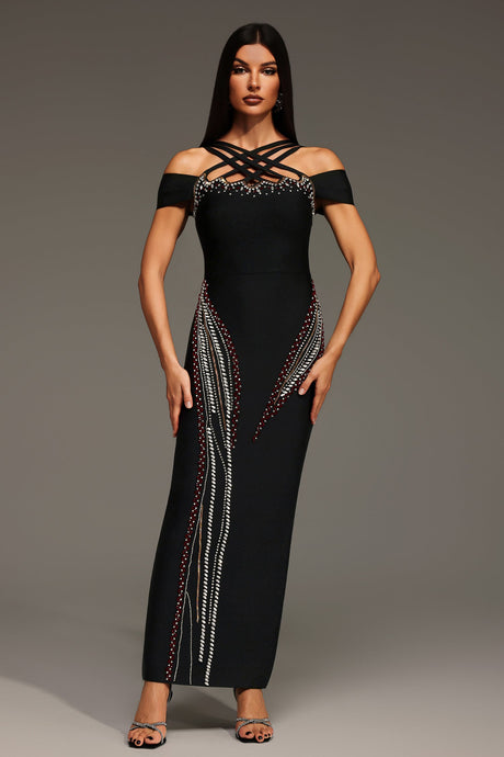 Lacey Black Diamond Hollow Out Sleeveless Dress