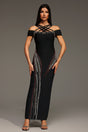 Lacey Black Diamond Hollow Out Sleeveless Dress