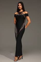 Lacey Black Diamond Hollow Out Sleeveless Dress
