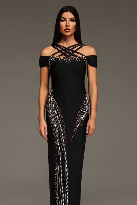 Lacey Black Diamond Hollow Out Sleeveless Dress