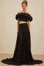 Lacey Crop Top - Off - the - shoulder - Braid Detail - Rhinestone Embellishments